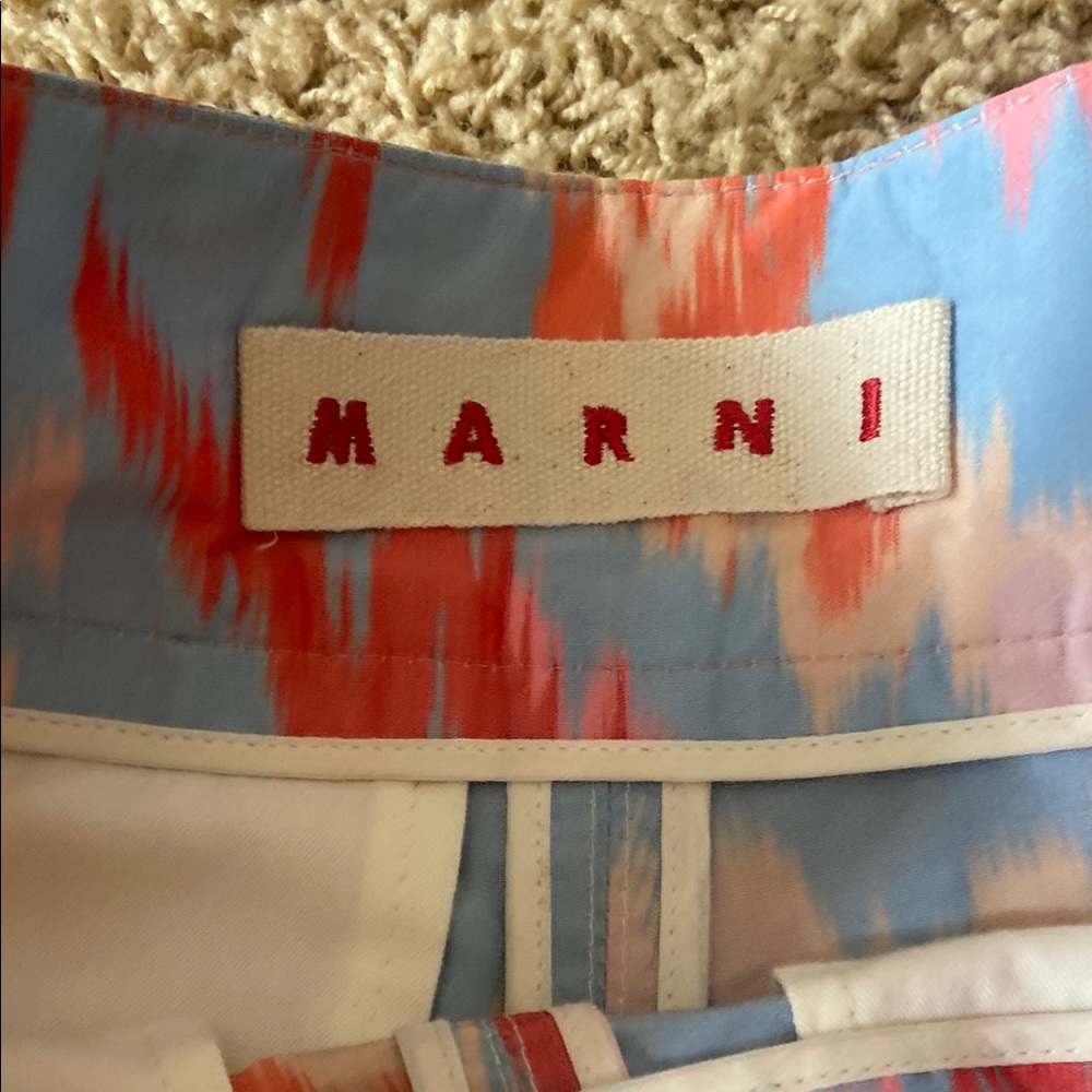 Marni Blue and Coral Abstract Print Women's Shorts